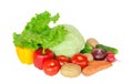 Composition with raw vegetables on white Royalty Free Stock Photo