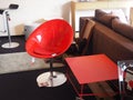 red chair, red table, clearance sale furniture store