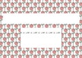 Composition of repeated red flower design on white background with white rectangular copy spaces Royalty Free Stock Photo