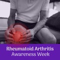 Composition of rheumatoid arthritis awareness week text over senior caucasian man holding knee Royalty Free Stock Photo