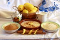 Composition with rice pudding ingredients Royalty Free Stock Photo