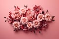 Composition of roses on pink background