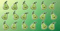 Composition of rows of pears on green background