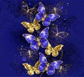 Composition with sapphire butterflies on blue background