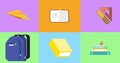 Composition of school items on six colourful squares Royalty Free Stock Photo