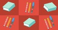 Composition of school items on six colourful squares Royalty Free Stock Photo