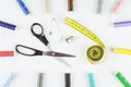 Top view of Sewing Tools and accessories Royalty Free Stock Photo