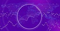 Composition of scope scanning with dna strand over world map on purple background
