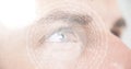 Composition of scope scanning over man\'s face