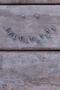 Composition with screws nails on wooden background. Royalty Free Stock Photo