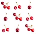 Composition seamless pattern of ripe cherries isolated on white background Royalty Free Stock Photo