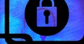 Composition of security padlock icon over computer circuit board Royalty Free Stock Photo