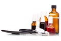 Composition set of medicine bottles stethoscope Royalty Free Stock Photo