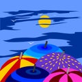 Composition of several umbrellas, vector illustration