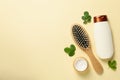 Composition with shampoo bottle on background, space for text Royalty Free Stock Photo