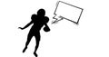 Composition of silhouette of american football player and speech bubble with copy space