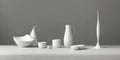 Composition of simple objects against plain background. Ai Generative