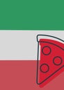 Composition of slice of pizza icon on colourful background Royalty Free Stock Photo