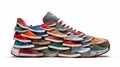 Composition of sneakers in the shape of a large sneaker Royalty Free Stock Photo