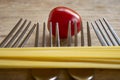 Composition of spaghetti forks and cherry tomato