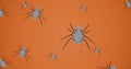 Composition of spider icons repeated on orange background