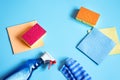 Colorful composition with home cleaning kit flat lay Royalty Free Stock Photo