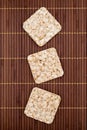 Composition of square three crunchy rye crispbreads