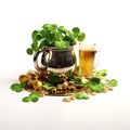 Composition for St. Patrick's Day isolated on white background Royalty Free Stock Photo