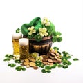 Composition for St. Patrick's Day isolated on white background Royalty Free Stock Photo