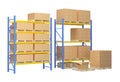 Composition with storage racks with boxes