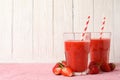 Composition with strawberry cocktails on table. Summer drink Royalty Free Stock Photo