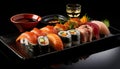 Composition sushi set. Japanese food Royalty Free Stock Photo