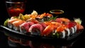 Composition sushi set. Japanese food Royalty Free Stock Photo