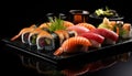 Composition sushi set. Japanese food Royalty Free Stock Photo