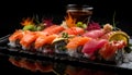 Composition sushi set. Japanese food Royalty Free Stock Photo