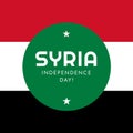 Composition of syria independence day text on red, white, black and green background