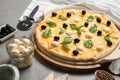 Composition with tasty homemade pizza Royalty Free Stock Photo