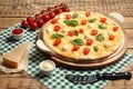 Composition with tasty homemade pizza Royalty Free Stock Photo