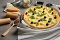 Composition with tasty homemade pizza Royalty Free Stock Photo