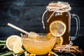 The composition of tea with lemon and honey Royalty Free Stock Photo