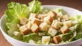 A Composition Of A Thoughtfully Introspective Salad With Croutons AI Generative