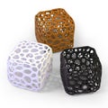 Composition of three cubes. 3d printing concept. Orange  white and black colors. Plastic materials. 3d rendering. Royalty Free Stock Photo