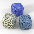 Composition of three metal cubes. 3d printing concept. 3d rendering. Royalty Free Stock Photo