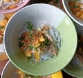 composition of soto, a Javanese Indonesian food without broth in a round bowl Royalty Free Stock Photo