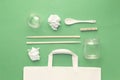Composition top view, organic garbage and plastic, processing and sorting Royalty Free Stock Photo