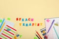 Composition on the topic of speech therapy. speech problems Royalty Free Stock Photo