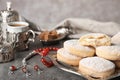 Composition with traditional cookies for Islamic holidays. Eid Mubarak