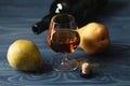 Composition with traditional fruit brandy and pears Royalty Free Stock Photo