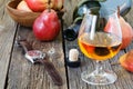 Composition with traditional fruit brandy and pears Royalty Free Stock Photo
