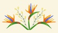 Composition of tropical yellow flowers and strelitzia on a light background. Vector